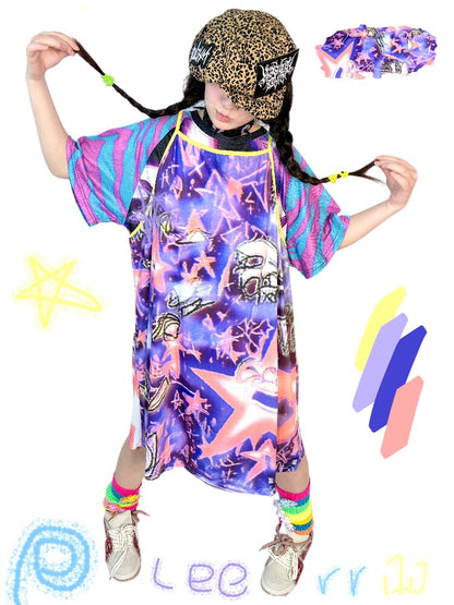 Y2K Graffiti Layered Slip Dress【s0000017708】