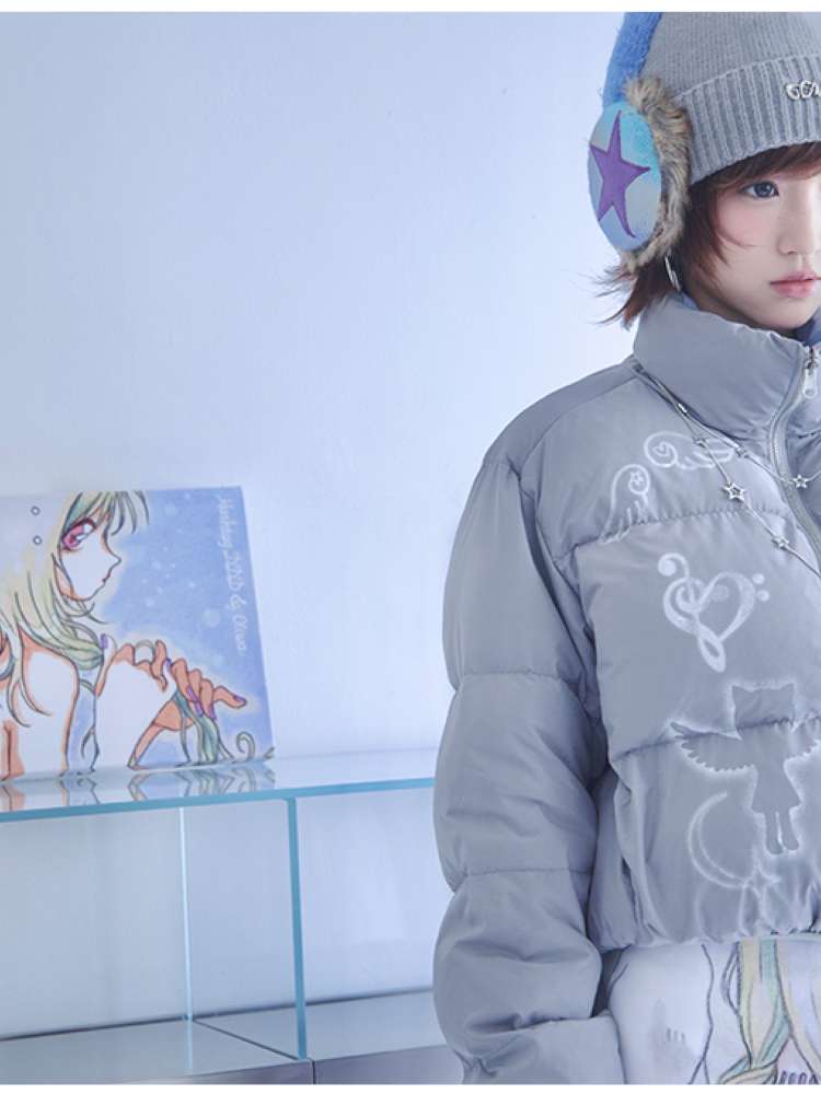 Dreamcore Blue Gray Reversible Padded Jacket【s0000014698】