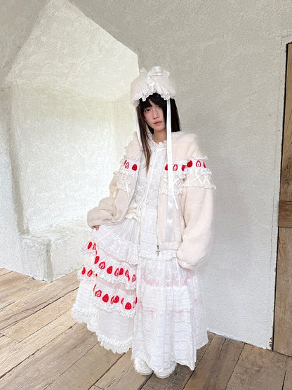 Cake Print Cut-Out Lace Bow Skirt【s0000018542】