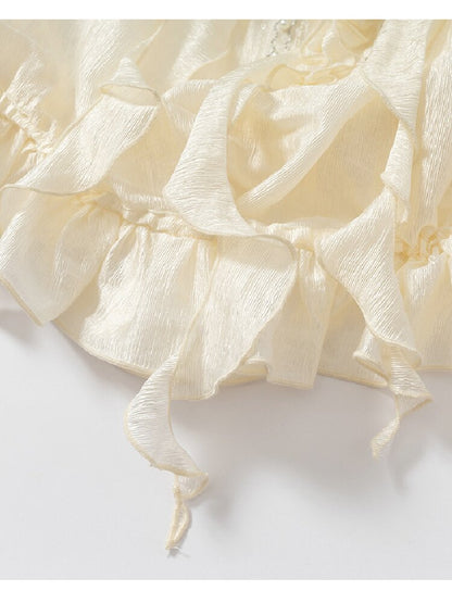 Court Acetate Puff Sleeve Top【s0000017991】