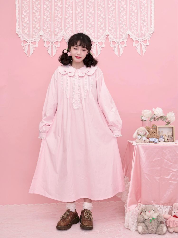 Round Neck Embroidered Pink Lace Dress【s0000013494】