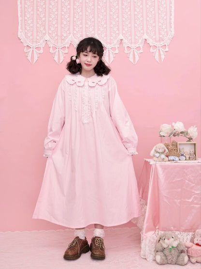 Round Neck Embroidered Pink Lace Dress【s0000013494】