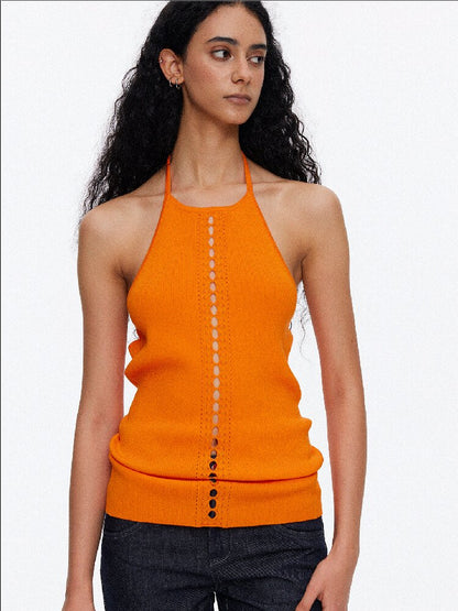 Lyocell Lace Up Halterneck Knit【s0000015929】