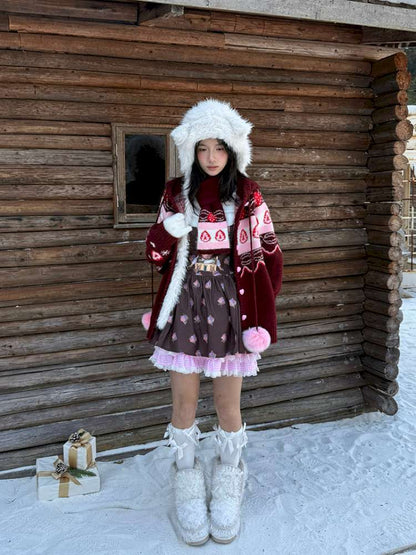 Strawberry Cake Fair Isle Knit Cardigan【s0000014944】