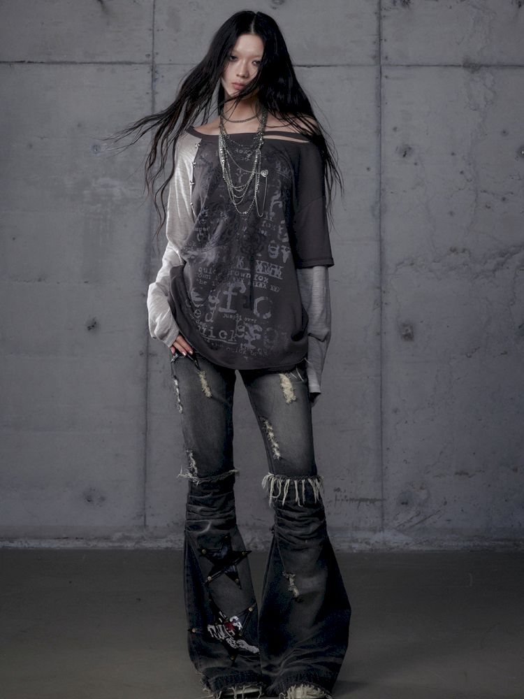 One-shoulder long-sleeved T-shirt【s0000013468】