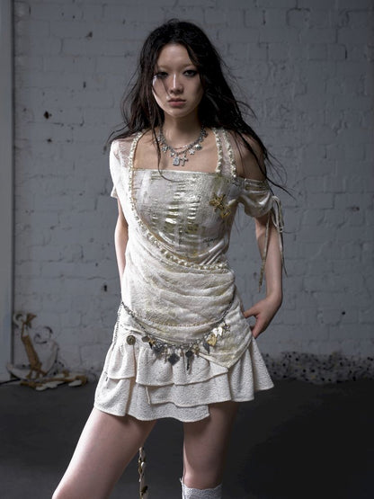 Patchwork two-way short-sleeved T-shirt【s0000012788】