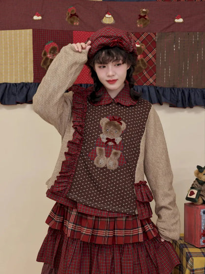 Embroidered lace-trim knit sweater【s0000014173】