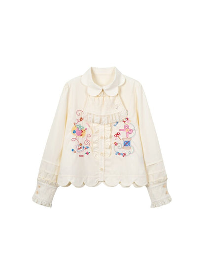 Petal Collar Embroidery Shirt In【s0000015573】