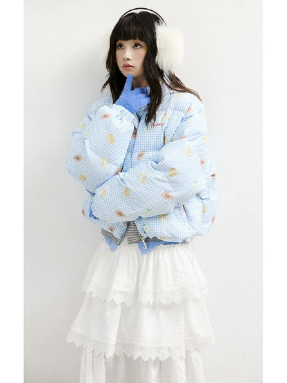 레트로 프린트 코튼 짧은 코트 [S0000011428]