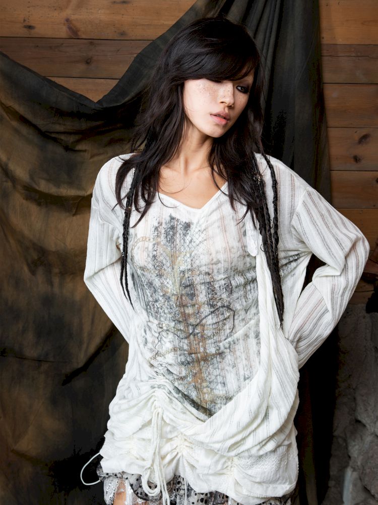 Slim-Fit Printed Long-Sleeve T-Shirt【s0000013899】