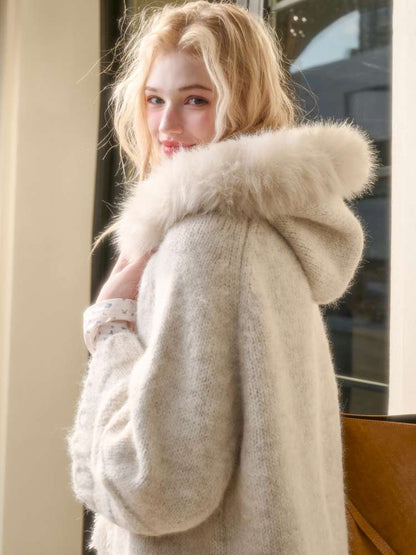 Thick Fleece Wool Knitted Cape Skirt Hooded【s0000014894】