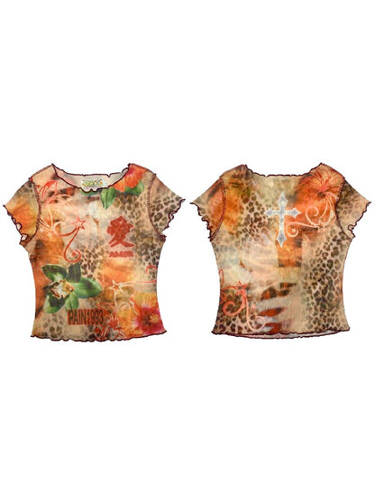Leopard Print Mesh Mermaid Dress Set【s0000017450】
