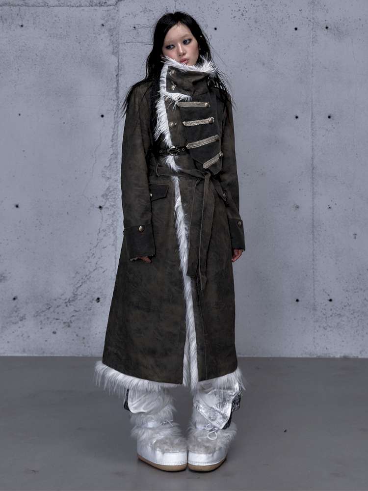 Modern Knight Fur Long Trench Coat【s0000014924】