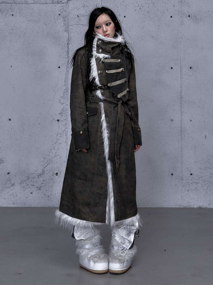 Modern Knight Fur Long Trench Coat【s0000014924】