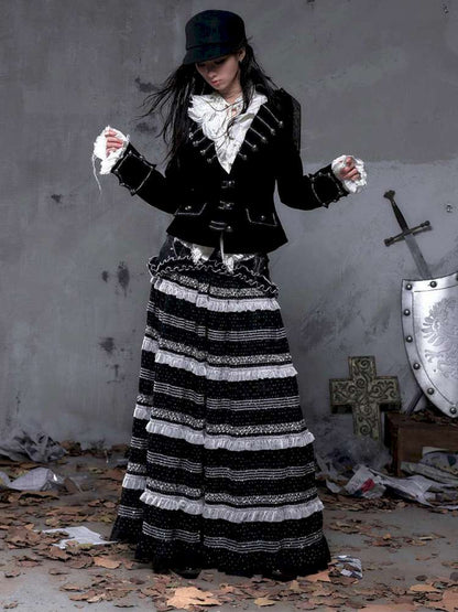 Patchwork Gathered A-Line Skirt【s0000014461】