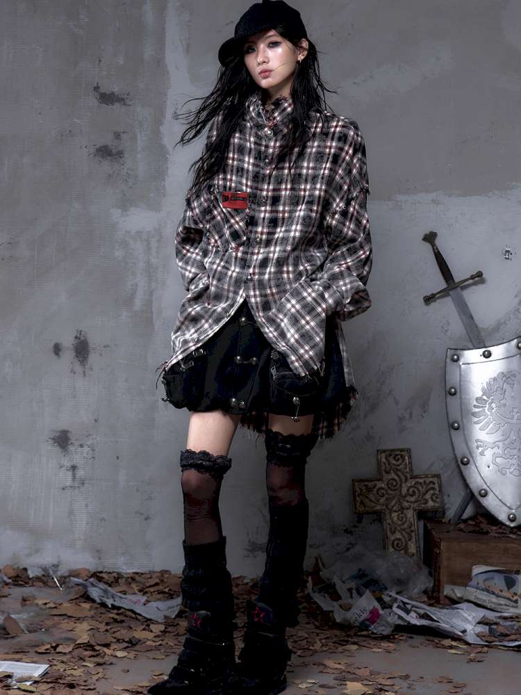 Rock Rebel Punk Check Shirt Jacket【s0000014656】