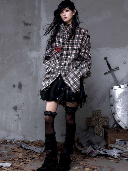 Rock Rebel Punk Check Shirt Jacket【s0000014656】