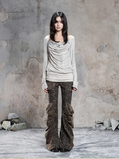 Off-Shoulder Ruffled Mid-Length Slimming Punk Top【s0000014124】