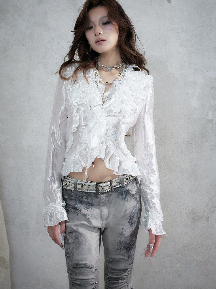Wood Flange Waist-Cinching Shirt【s0000017986】