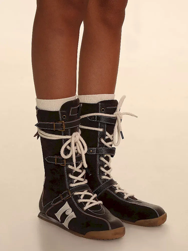 Lace Up Back Zipper Boxing Boots [s0000005989] 