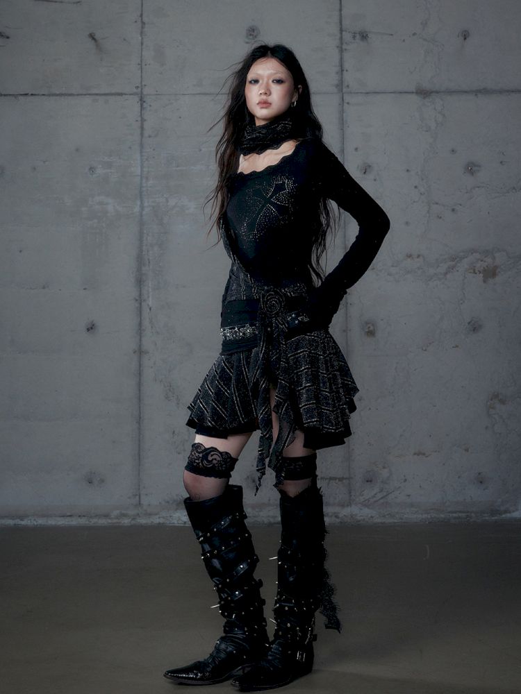 Stacked Neck One-Shoulder Dress【s0000013475】