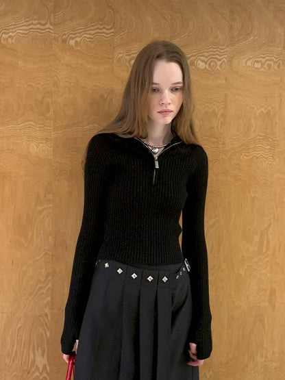 Zipper Stand Collar Base Layer Sweater【s0000014391】