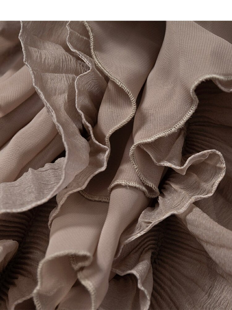 Ruffled Chiffon Flared Cardigan【s0000015548】