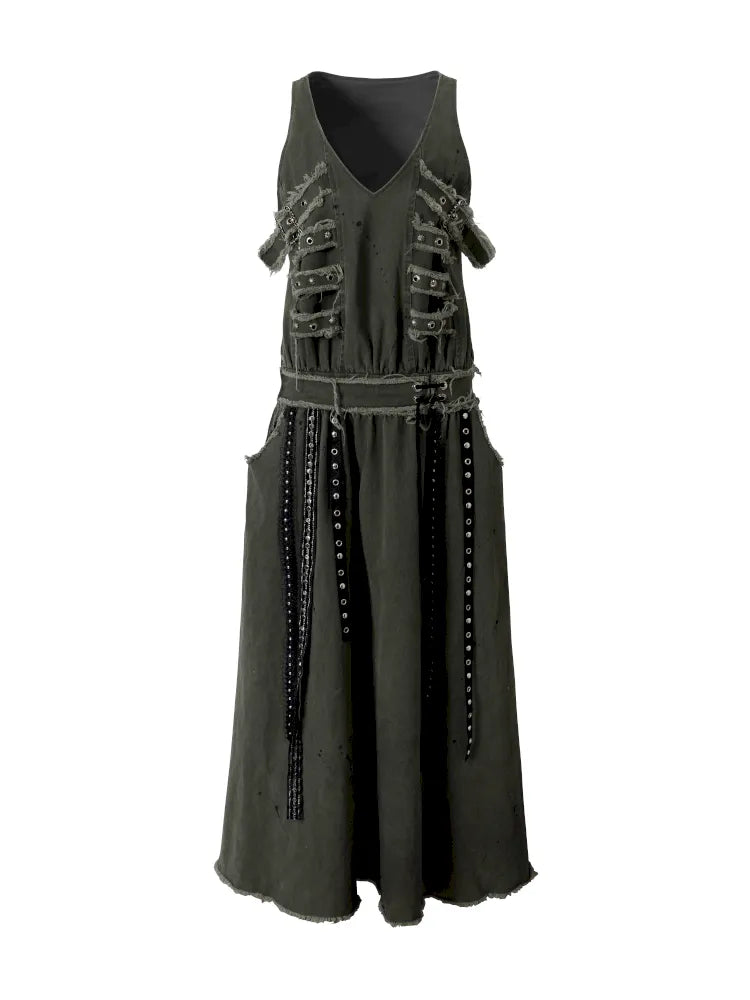 Workwear Vest-Style Maxi Dress【s0000013941】