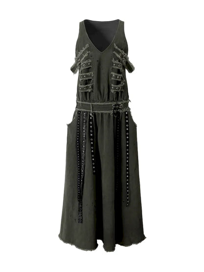 Workwear Vest-Style Maxi Dress【s0000013941】
