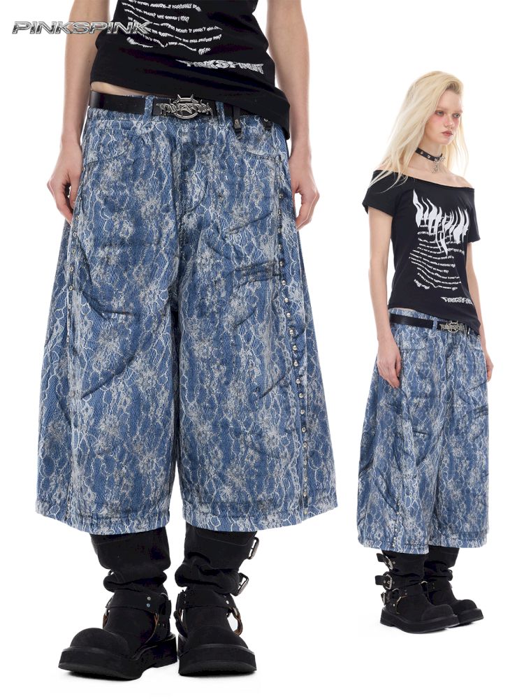 Genderless denim 8-inch shorts【s0000012982】