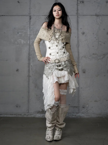 Rhinestone Off-Shoulder Long-Sleeve T-Shirt【s0000014118】