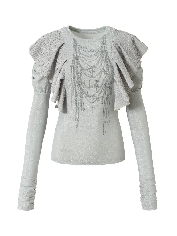 Puff Sleeves Round Neck Long Sleeve Base【s0000013956】