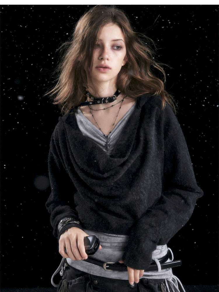 Striped Distressed Hooded Top【s0000014674】