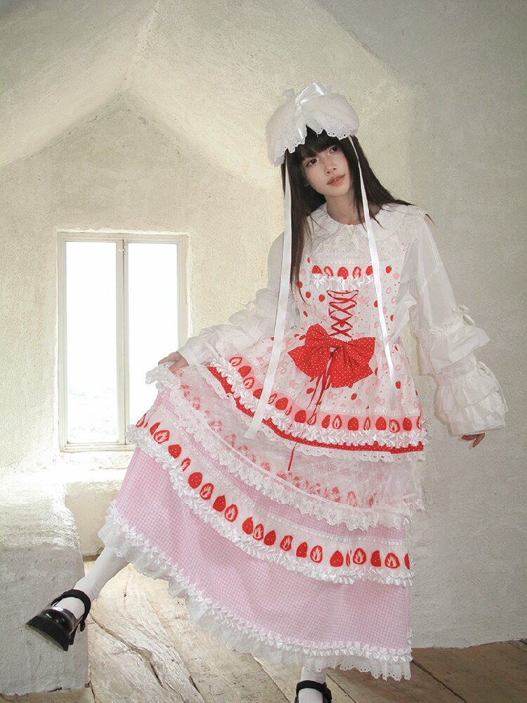 Cake Print Cut-Out Lace Bow Skirt【s0000018542】
