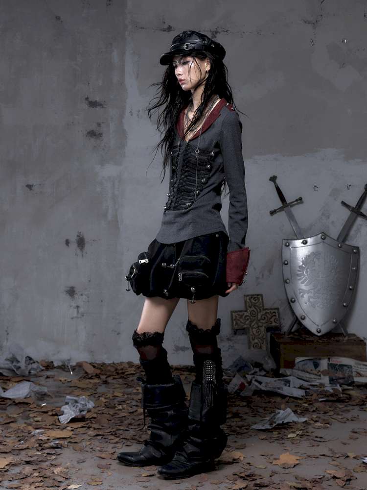 Vintage Punk Knight Slim Fit Shirt【s0000014652】