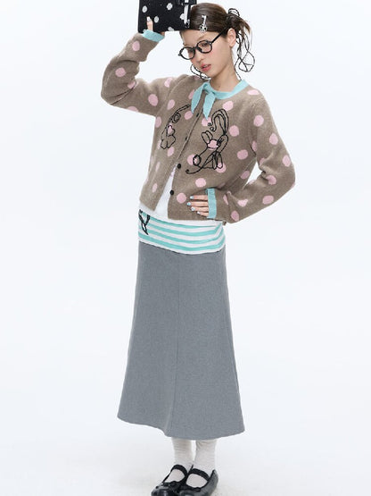 Contrasting Bow Polka Dot Sweater【s0000016382】