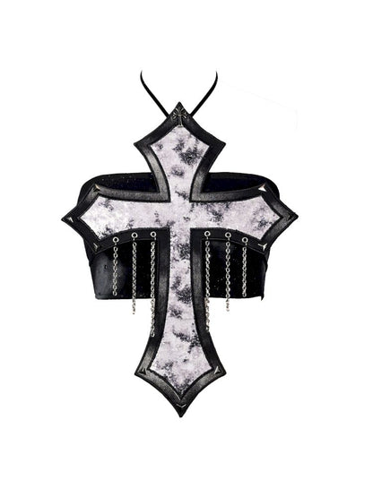 Sequin Cross Rivet Chain Corset【s0000013500】