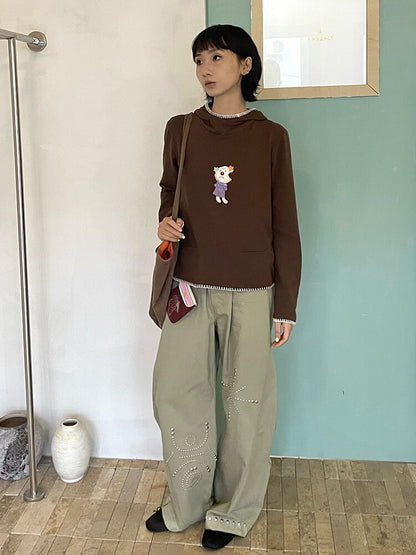 Printed Hood Girl Long Sleeve T【s0000015848】