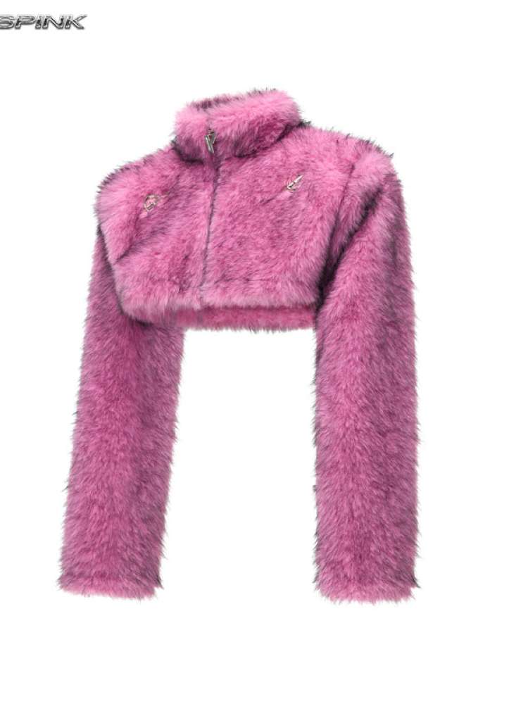 Gradient Fur Short Turtleneck Jacket【s0000015116】