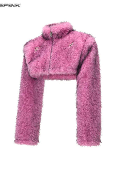 Gradient Fur Short Turtleneck Jacket【s0000015116】