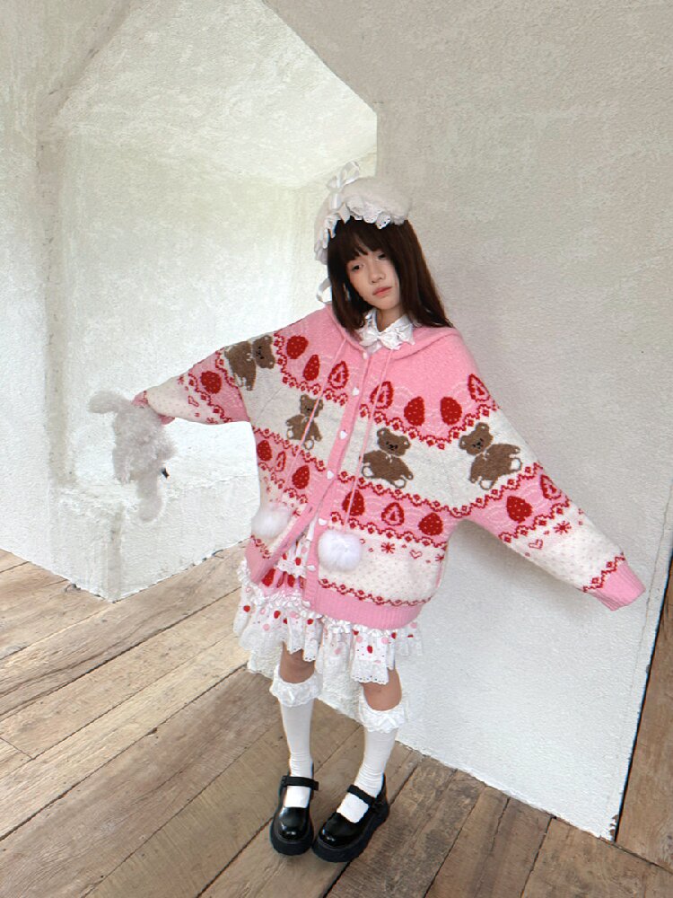 Bear Cake Fair Isle Cardigan【s0000018537】