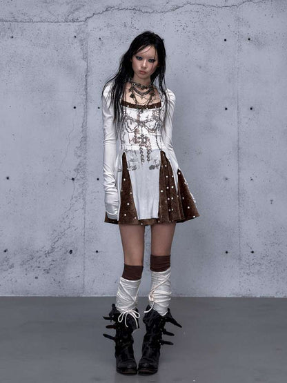 Vintage Baroque Velvet Check Dress【s0000014935】