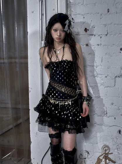 Lace Halter Neck Strapless Dress【s0000012786】