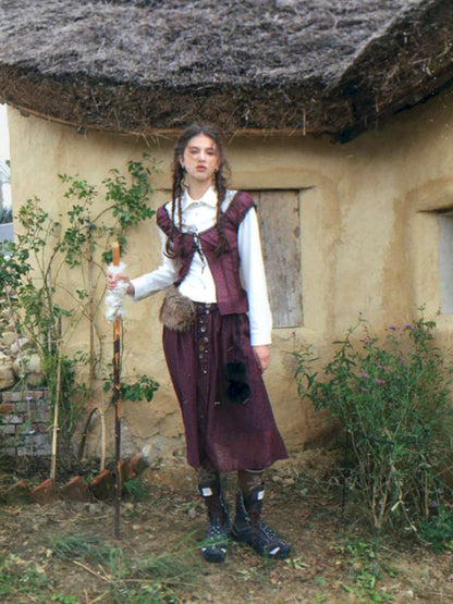 Button Vintage Polka Dot Chiffon Skirt【s0000014901】