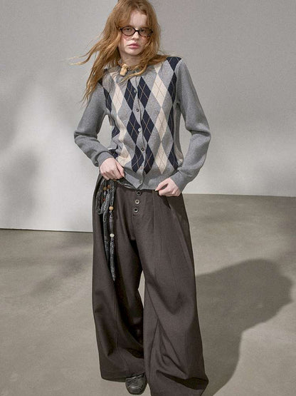 Diamond Plaid Knit Sweater Pants【s0000015072】