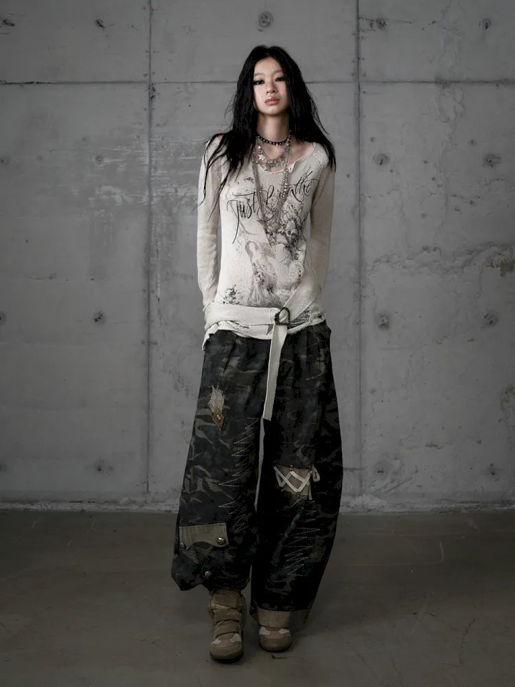 Embroidered Camo Pants【s0000014116】