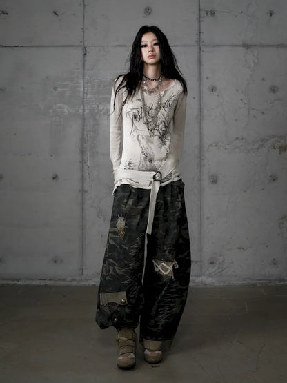 Embroidered Camo Pants【s0000014116】