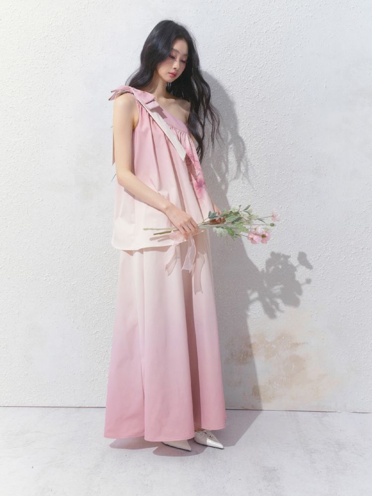 Slant Shoulder Niche Ambiance Dress【s0000012160】