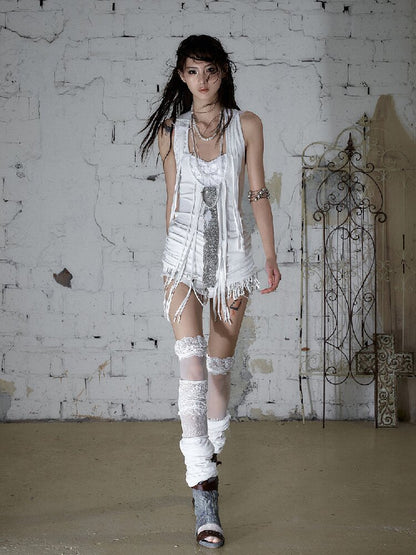 Sequins Fringed Diamond Halterneck Vest【s0000016987】