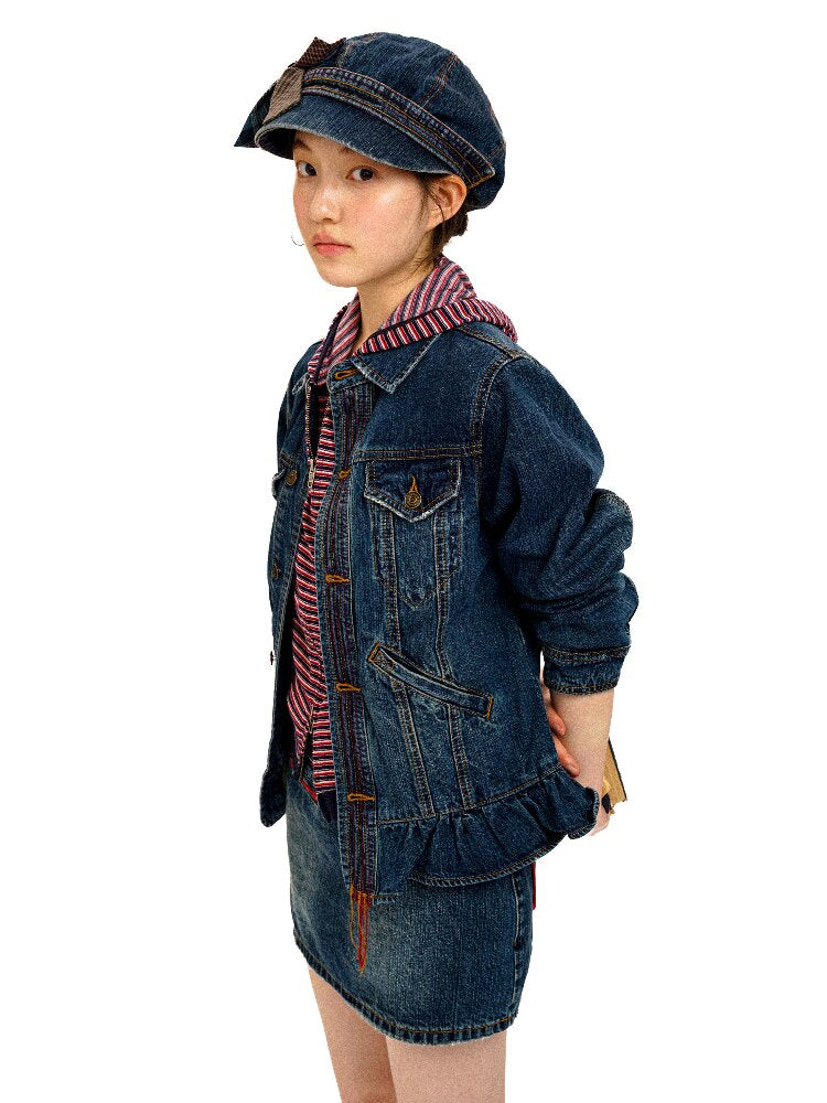Vintage Denim Fringe Jacket Skirt【s0000016091】